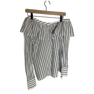 Paige Denim Cotton Stripe Off the Shoulder Women's Sailor Blouse Nautical Preppy